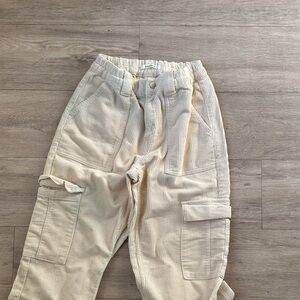 WoMen's Cream Corduroy Cargo Pants